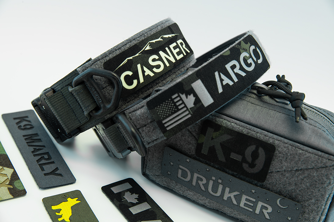 K9 Name Patch attached to Wolf Grey Tactical Gear