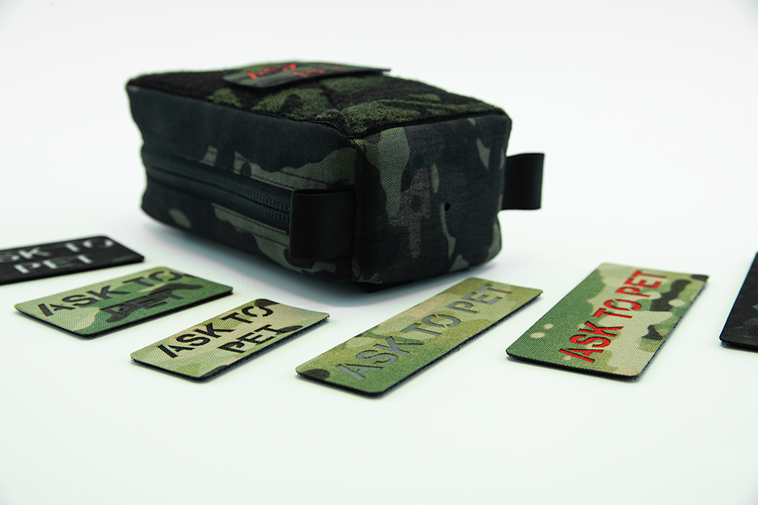 Multiple Ask To Pet K9 Patches with Side View