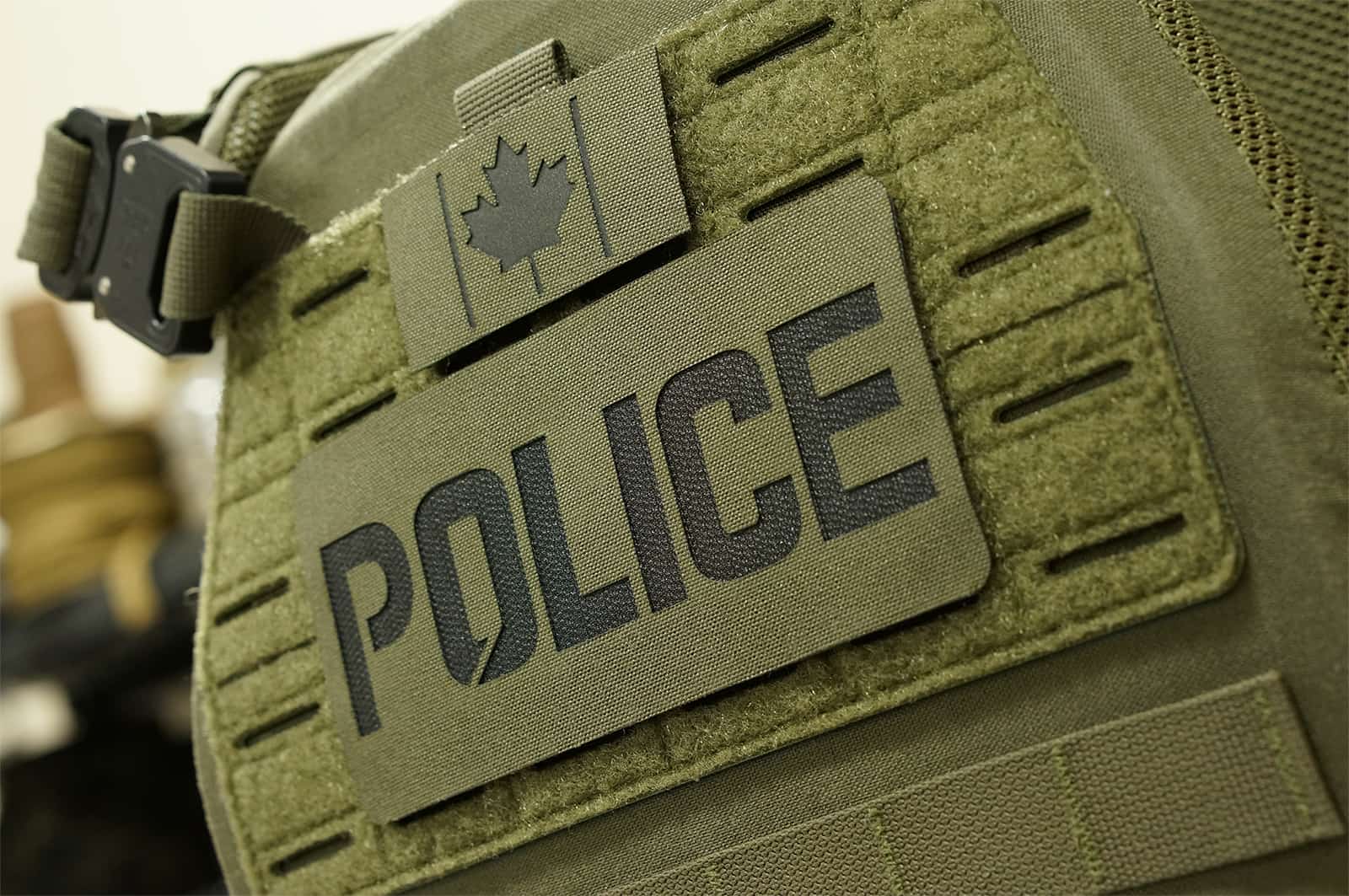 Police Patch on Ranger Green CQRM2 Plate Carrier